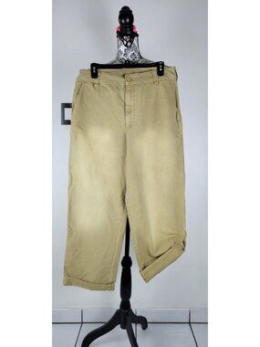 Free People Sweet Talk Cotton Wide Leg Pants Size 12 Baggy Khaki Cargo Style